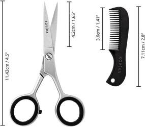 img 3 attached to Kovira Beard and Mustache Scissors with Comb - 4.5 Inch/11.43cm Scissor Length - Japanese Stainless Steel Sharp Blades - Precise Facial Hair Trimming, Grooming, Shaping & Manscaping