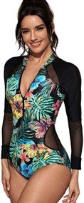 img 2 attached to 🌺 Stylish Milumia Floral Sleeve Zipper Swimsuit: Perfect Women's Clothing for Swimsuits & Cover Ups