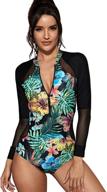 🌺 stylish milumia floral sleeve zipper swimsuit: perfect women's clothing for swimsuits & cover ups logo