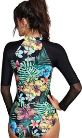 img 3 attached to 🌺 Stylish Milumia Floral Sleeve Zipper Swimsuit: Perfect Women's Clothing for Swimsuits & Cover Ups