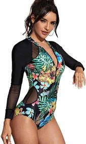 img 1 attached to 🌺 Stylish Milumia Floral Sleeve Zipper Swimsuit: Perfect Women's Clothing for Swimsuits & Cover Ups