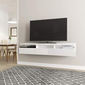 img 3 attached to 📺 Modern White 71.25" Floating Entertainment Center by Manhattan Comfort - 3 Drawers