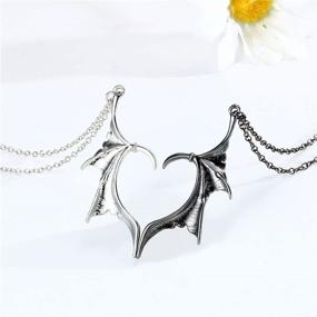 img 1 attached to Demon Dragon Wing Heart Pendant Necklace - Symbol of Love and Friendship for Women and Men