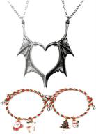 demon dragon wing heart pendant necklace - symbol of love and friendship for women and men logo