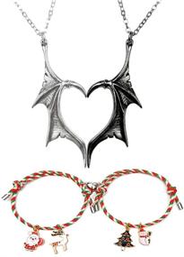 img 4 attached to Demon Dragon Wing Heart Pendant Necklace - Symbol of Love and Friendship for Women and Men