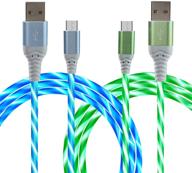 💡 vibrant led visible flowing light up micro usb cable - 3ft 2 pack, fast charger cord for samsung, nexus, sony, lg, htc, xbox one, ps4 and more (blue+green) logo