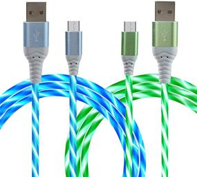 img 4 attached to 💡 Vibrant LED Visible Flowing Light Up Micro USB Cable - 3FT 2 Pack, Fast Charger Cord for Samsung, Nexus, Sony, LG, HTC, Xbox One, PS4 and More (Blue+Green)