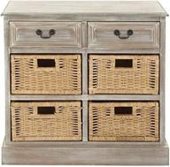 📦 deco 79 wooden dresser with 4 baskets, 30x28 inches, in taupe логотип