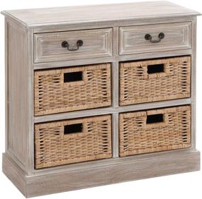 img 2 attached to 📦 Deco 79 Wooden Dresser with 4 Baskets, 30x28 inches, in Taupe