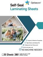 optiazure self seal laminating sheets inches logo