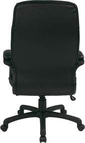 img 1 attached to Black Office Star High Back Executive Chair with Locking 💺 Tilt Control - Padded Contour Seat & Back, Eco Leather, Matching Stitching