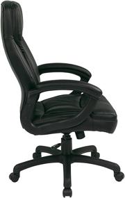 img 3 attached to Black Office Star High Back Executive Chair with Locking 💺 Tilt Control - Padded Contour Seat & Back, Eco Leather, Matching Stitching