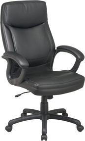 img 4 attached to Black Office Star High Back Executive Chair with Locking 💺 Tilt Control - Padded Contour Seat & Back, Eco Leather, Matching Stitching