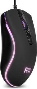 img 1 attached to Rii RM105: Wired Mouse with Colorful RGB Backlit, 2400 DPI, Ergonomic Design - Perfect for Windows PC, Laptop, Desktop, Notebook, Chromebook! (1 Pack)