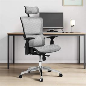 img 3 attached to 🪑 CangLong Executive Chair: Adjustable Headrest, Ergonomic Office Chair with Breathable Mesh Seat and High Back, Desk Chair with 3D Armrest, Multifunctional for Relaxation, BIFMA Certified No. 5.1, Grey