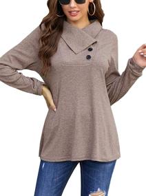 img 2 attached to 👚 Bluetime Women's Lightweight Sweatshirts - Fall Long Sleeve Cowl Neck Button Tunic Tops