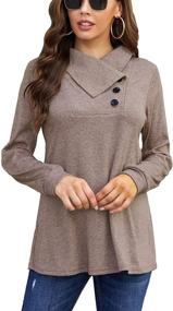 img 3 attached to 👚 Bluetime Women's Lightweight Sweatshirts - Fall Long Sleeve Cowl Neck Button Tunic Tops