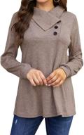 👚 bluetime women's lightweight sweatshirts - fall long sleeve cowl neck button tunic tops logo