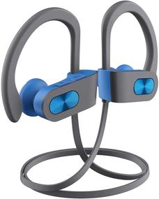 img 4 attached to 🔥 Flame Running Headphones V5.0 - 16 Hrs Playtime, Bass+ HD Stereo, IPX7 Waterproof Earbuds - Bluetooth Headphones for Workout, Gym - CVC6.0 Noise Cancelling Mic - Blue