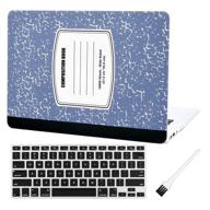 🔵 matte rubberized hard shell sleeve cover for 13-inch macbook air a1369 & a1466 - laptop plastic case with keyboard cover and dust brush - notebook pattern in light blue logo