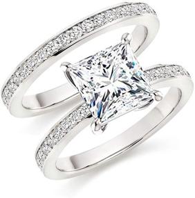 img 4 attached to Diamonbella 101 Facets Glamorous Princess Cut Simulated Diamond Ring Set in 925 Silver, 0.5 Carats