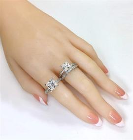 img 1 attached to Diamonbella 101 Facets Glamorous Princess Cut Simulated Diamond Ring Set in 925 Silver, 0.5 Carats