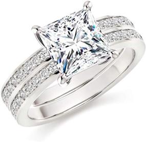 img 3 attached to Diamonbella 101 Facets Glamorous Princess Cut Simulated Diamond Ring Set in 925 Silver, 0.5 Carats