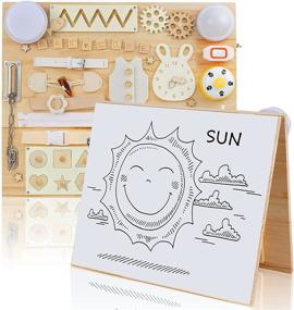 img 4 attached to 🧩 Montessori Toddler Busy Board: Early Education Activity Toys for 1-3 Year Olds - Wooden Baby Sensory Boards for Boys and Girls