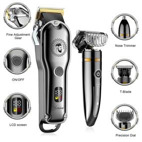 img 3 attached to 💈 Hatteker Cordless Hair Trimmer Kit - Professional T-Blade Trimmer for Barber Clipper, Beard Trimmer, Nose Trimmer - Waterproof Hair Cutting Grooming Clipper - IPX7 Compatible