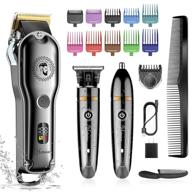 💈 hatteker cordless hair trimmer kit - professional t-blade trimmer for barber clipper, beard trimmer, nose trimmer - waterproof hair cutting grooming clipper - ipx7 compatible logo