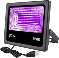 🌈 remon 80w blacklight outdoor flood light - ip66 waterproof stage lighting with plug ideal for blacklight party, fishing, aquariums and more логотип