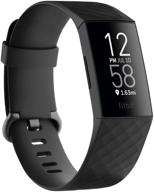 🏋️ fitbit charge 4 fitness tracker with built-in gps, heart rate monitor, sleep & swim tracking, black/black, one size (small & large bands included) логотип