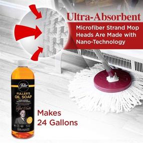 img 3 attached to 🧹 Fuller Brush Spin Mop Bucket System - Quick Wring, 360° Spin - Streak-Free Floor Cleaning - 2 Microfiber Mop Heads – Plus Fuller’s Double Strength Oil Soap