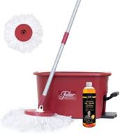 🧹 fuller brush spin mop bucket system - quick wring, 360° spin - streak-free floor cleaning - 2 microfiber mop heads – plus fuller’s double strength oil soap logo