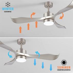 img 1 attached to WINGBO 52’’ Modern Ceiling Fan, Lights and Remote Included, Brushed Nickel Finish, 3 Curved Blades, Quiet Reversible Motor, Indoor LED Ceiling Fan for Kitchen Bedroom Living Room, ETL Listed