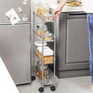 🛒 songmics slim storage cart, 4-tier rolling trolley for narrow spaces, kitchen & laundry room organizer, high load bearing, adjustable height, 15.7 x 6.3 x 31.5 inches, silver ulgr204s01 logo