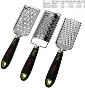 img 3 attached to ALLTOP Multi-purpose Kitchen Graters Set - Premium Stainless Steel Zesters for Cheese, Nutmeg, Potato, Ginger, and Garlic - Hand-held Kitchenware, Set of 3 Grinders