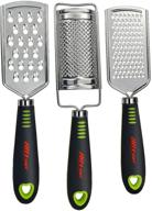 alltop multi-purpose kitchen graters set - premium stainless steel zesters for cheese, nutmeg, potato, ginger, and garlic - hand-held kitchenware, set of 3 grinders logo