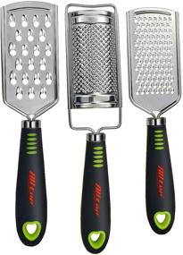 img 4 attached to ALLTOP Multi-purpose Kitchen Graters Set - Premium Stainless Steel Zesters for Cheese, Nutmeg, Potato, Ginger, and Garlic - Hand-held Kitchenware, Set of 3 Grinders