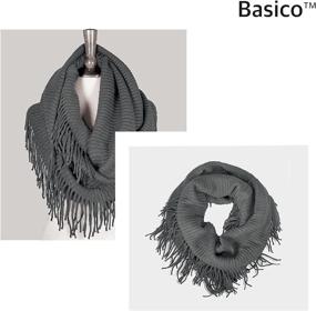 img 1 attached to 🧣 Basico Winter Infinity Tassels G Black Women's Scarf & Wrap Accessories