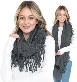 img 3 attached to 🧣 Basico Winter Infinity Tassels G Black Women's Scarf & Wrap Accessories