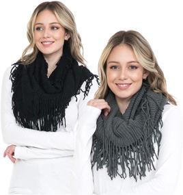 img 4 attached to 🧣 Basico Winter Infinity Tassels G Black Women's Scarf & Wrap Accessories