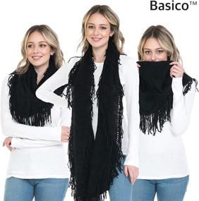 img 2 attached to 🧣 Basico Winter Infinity Tassels G Black Women's Scarf & Wrap Accessories