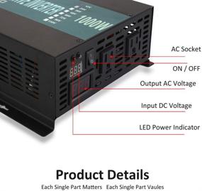 img 3 attached to 🌞 WZRELB Full Power 1000W Rated Power 2KW Surge Power 12V to 120V DC to AC Pure Sine Wave Inverter for Solar System and Off Grid Application Power Converter, (RBP100012B1) - Enhanced SEO