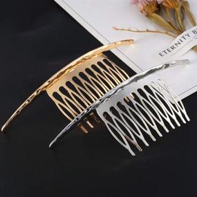 img 2 attached to Stylish 2Pcs French Twist Hair Combs: Bridal Wedding Hair Accessories for Women with 10 Teeths, Alloy Metal, Gold and Silver