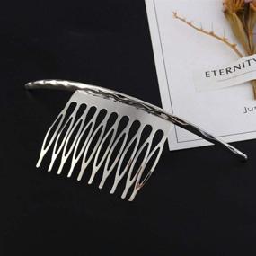 img 1 attached to Stylish 2Pcs French Twist Hair Combs: Bridal Wedding Hair Accessories for Women with 10 Teeths, Alloy Metal, Gold and Silver