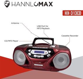 img 1 attached to 📻 HANNLOMAX HX-313CD Portable CD/MP3 Player with Cassette Recorder, AM/FM Radio, USB Port for MP3 Playback, Remote Control, Aux-in, LCD Display, AC/DC Power Source, High Power Output - Red