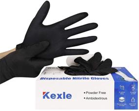 img 3 attached to 🧤 Kexle Nitrile Disposable Gloves: Black Large 100 Count - Latex Free, Powder Free Safety Working Gloves