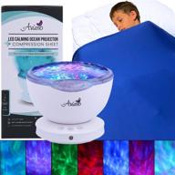 🌈 autism sensory toys bundle: wave light projector with blue compression sensory blanket – 7 sensory lights, 6 relaxing sounds, aux cable included – led color stimulation for autism gifts логотип