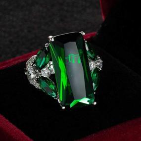 img 1 attached to 💍 XIALV Big Green Cubic Zirconia Emerald Cut Fashion Gem Ring for Women's Wedding, Engagement, and Anniversary (Size 7)